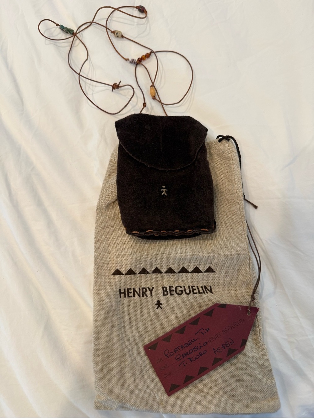 Henry Beguelin Brown Suede Crossbody Pouch